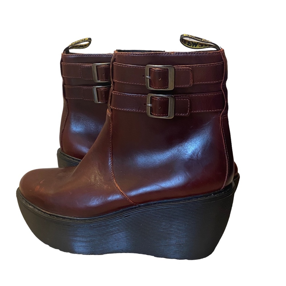 Dr Martens Caitlin Oxblood Platform Wedge Ankle Boots - Picture 8 of 11